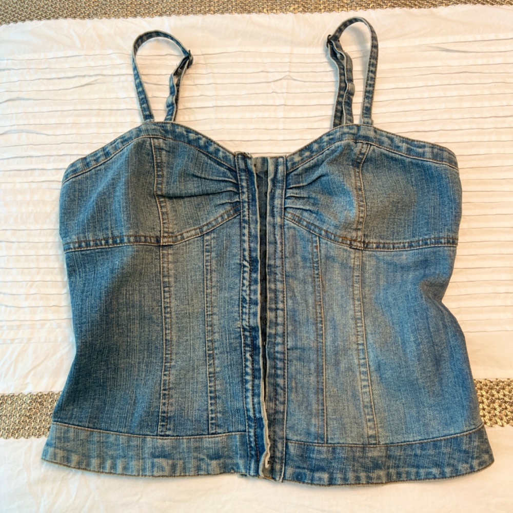 Denim Stretch Bustier with Adjustable Straps sz Large